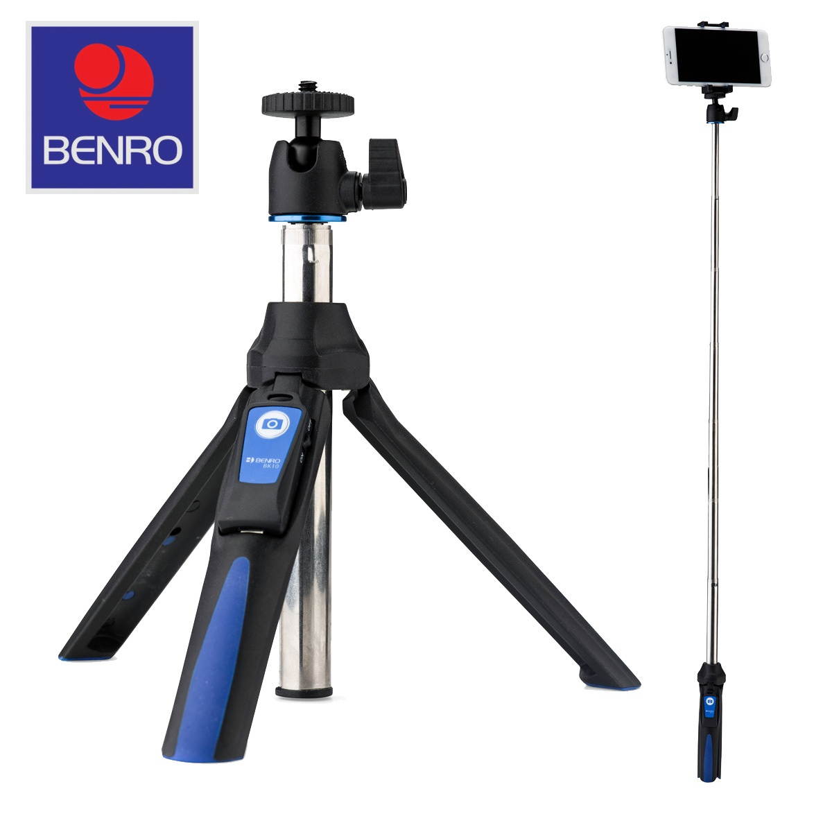 Benro BK10 Mini Tripod/Selfie Stick Ball Head & GoPro & 1.9-3.9" Black