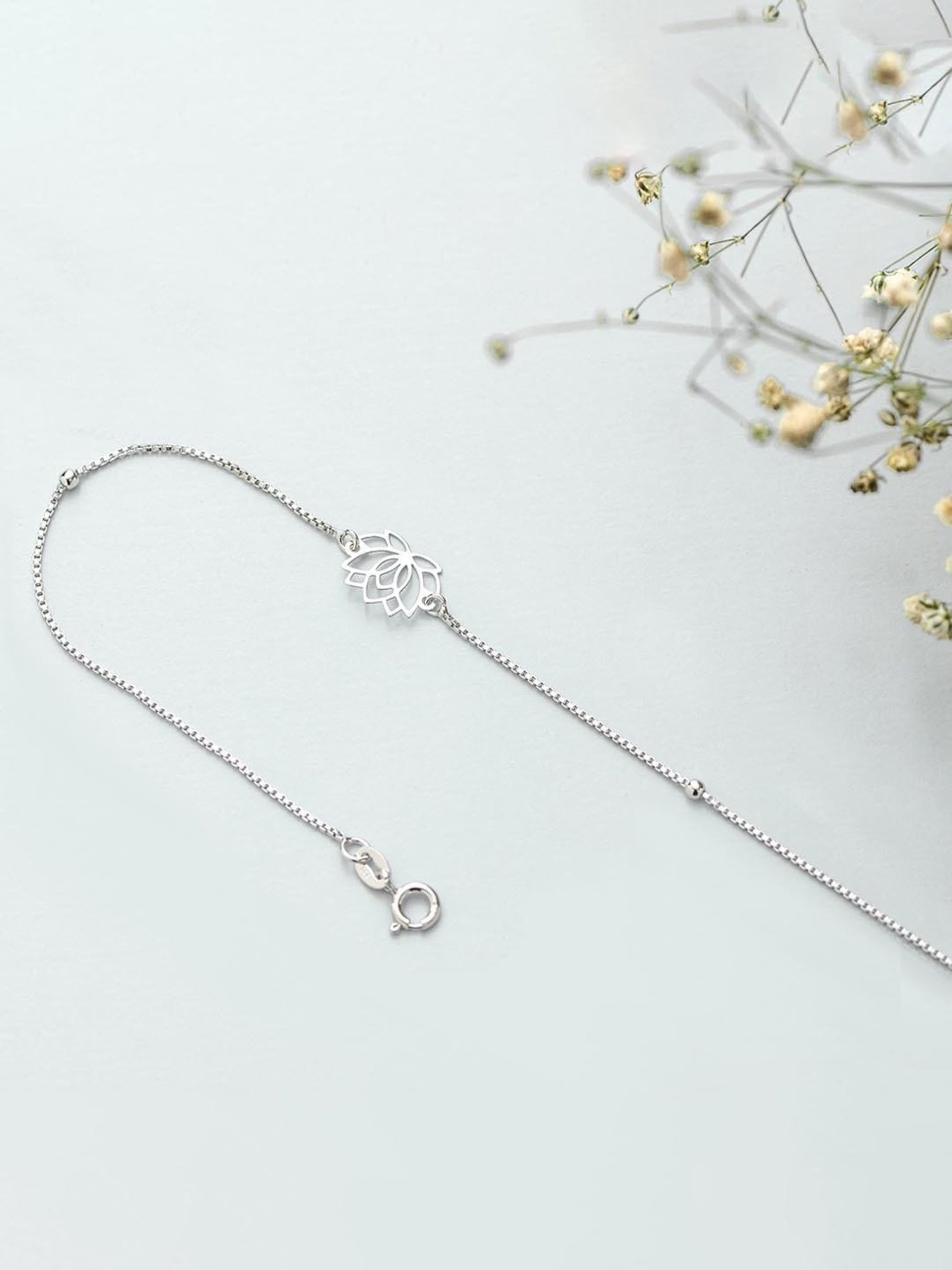 Zavya 92.5 Sterling Silver Anklet for Women in Rhodium-Plating