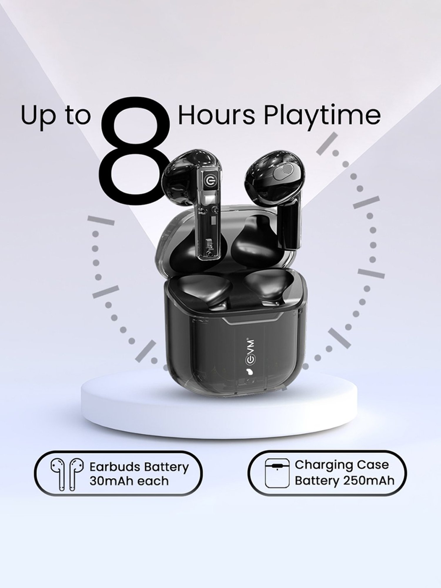 EVM ENBUDS TWS Bluetooth Earbuds with Standby Time Upto 100Hrs, BT V5.3 (Black)
