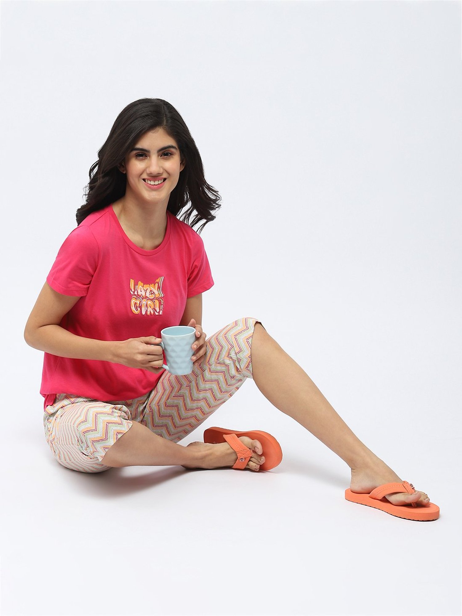 MADAME M Secret Pink Graphic Print T-Shirt With Capris