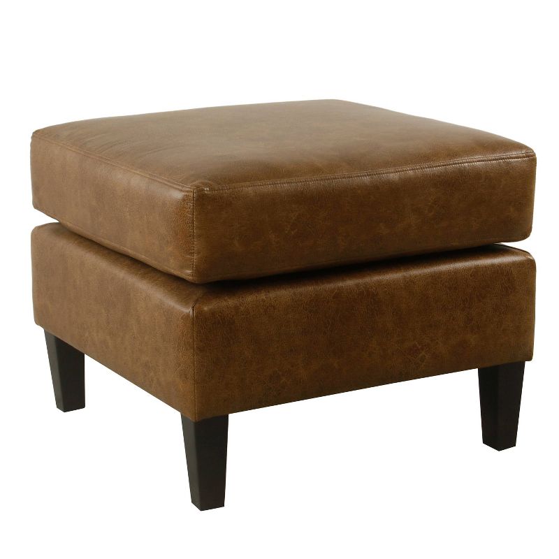 Brooklyn Large Pillowtop Ottoman Faux Leather Light Brown - HomePop