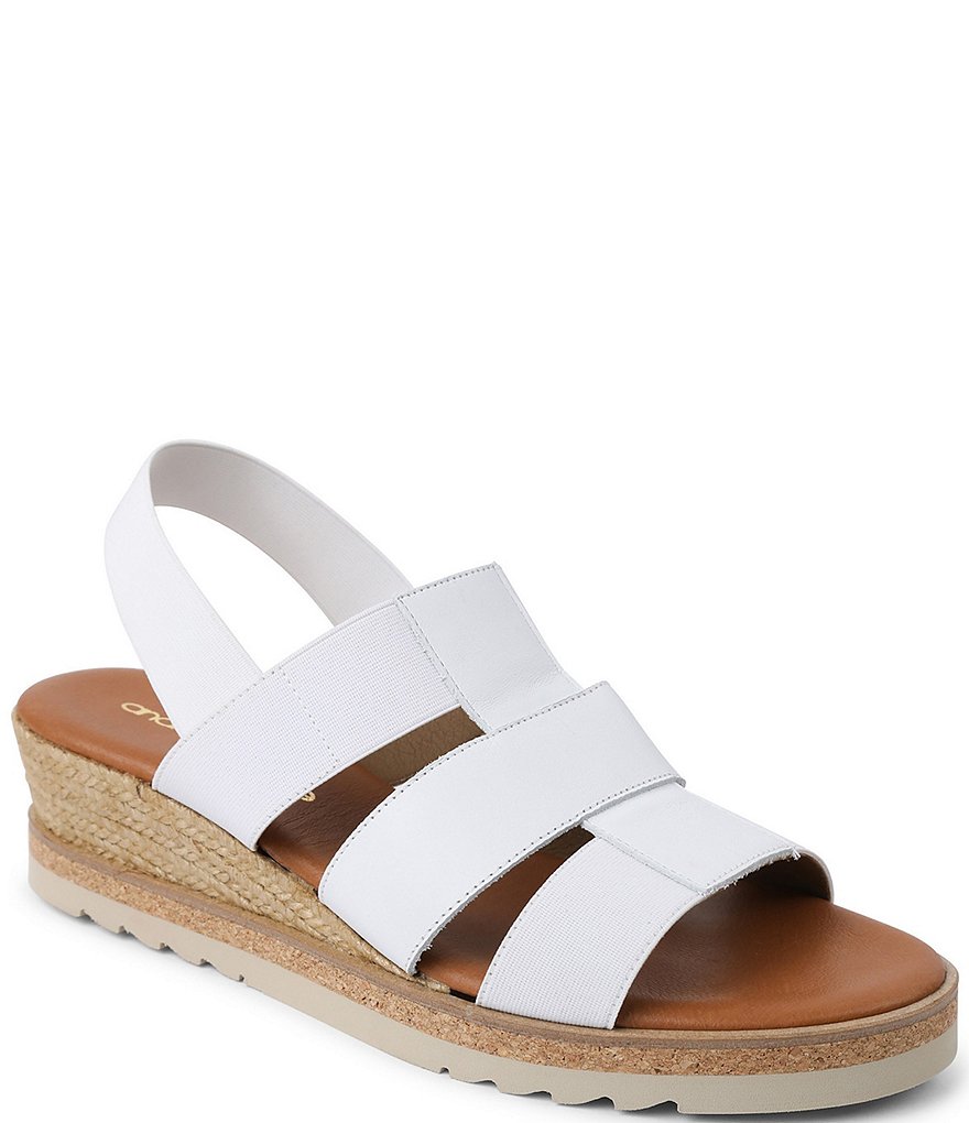 Andre Assous Prish Leather Platform Wedge Slingback Espadrille Sandals