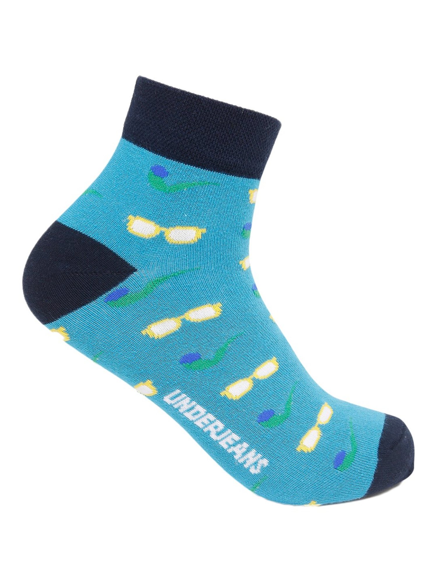 UnderJeans by Spykar Torquoise Printed Socks