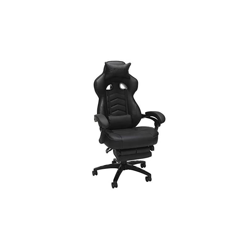 110 Racing Style Gaming Chair, Reclining Ergonomic Chair with Footrest, in Black (RSP-110-BLK)