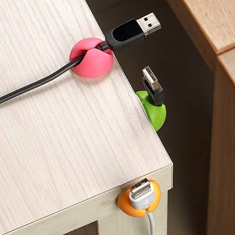 Cable Clips Desk Cable Drop Desk Wire Clips for All Your Computer Electrical Charging or Mouse Cord Colorful6pcs