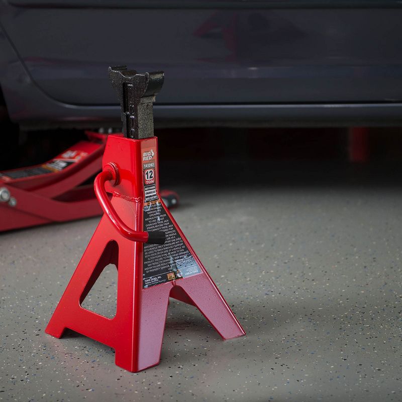 Torin Big Red 12 Ton Capacity Ratchet Style Heavy Duty Steel Jack Stands, 1 Pair