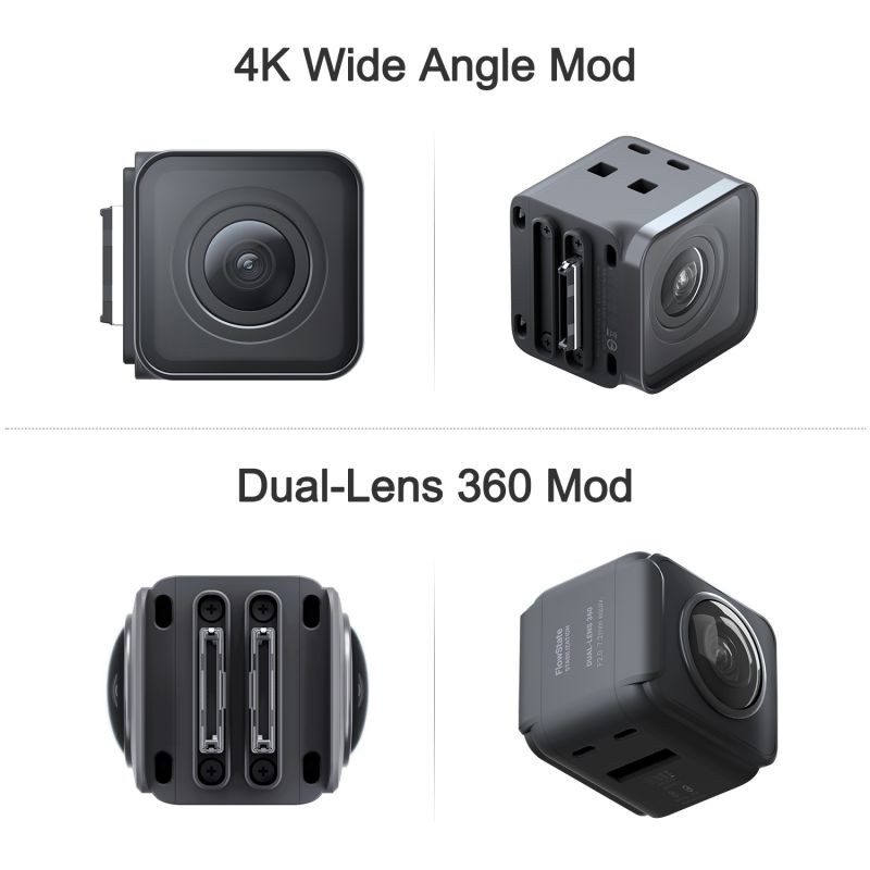 Insta360 ONE R Twin Edition Dual Lenses Anti-shake  Sports Action Camera (5.7K 360&deg; Panorama Lens + 4K Wide Angle Lens) 5M Body Waterproof Supports FlowState Stabilization  Hyperlapse Voice Control