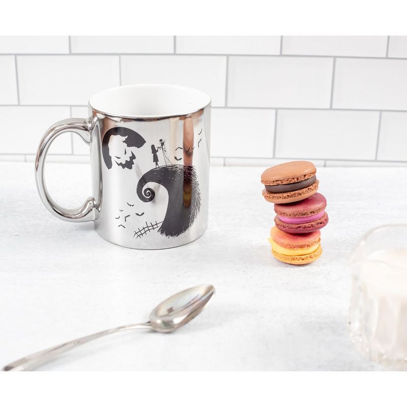 Silver Buffalo Nightmare Before Christmas Silver Electroplate Ceramic Mug | Holds 20 Ounces