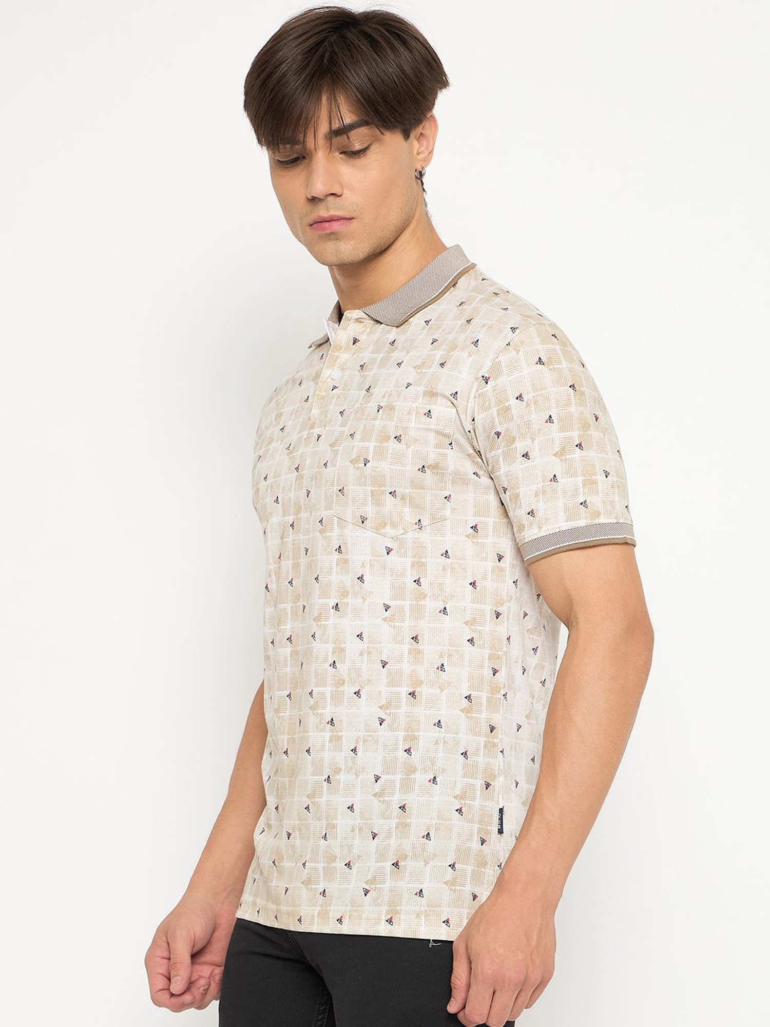 Duke Beige Regular Fit Printed Polo T-Shirt