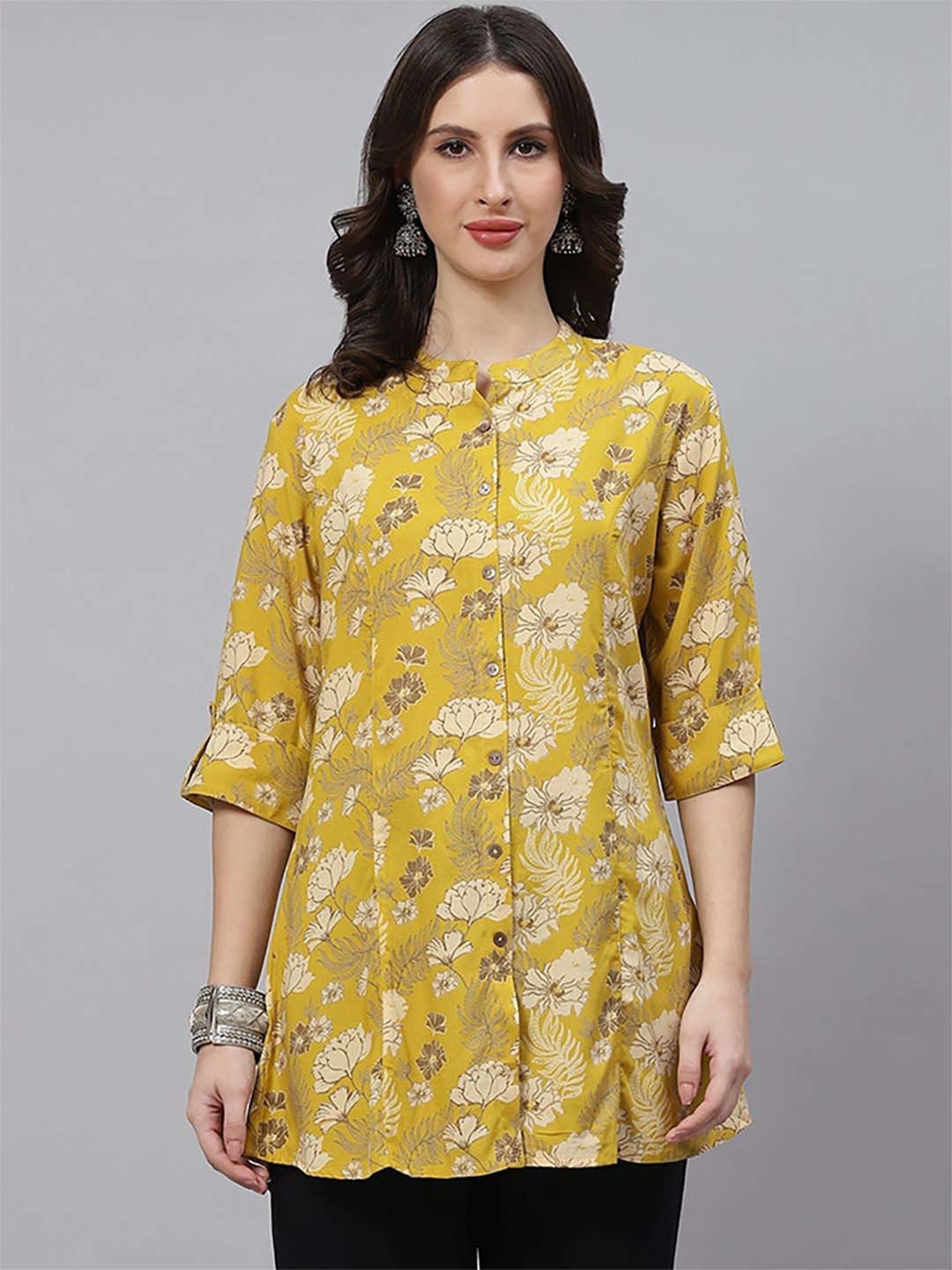 Divena Mustard Floral Print Tunic