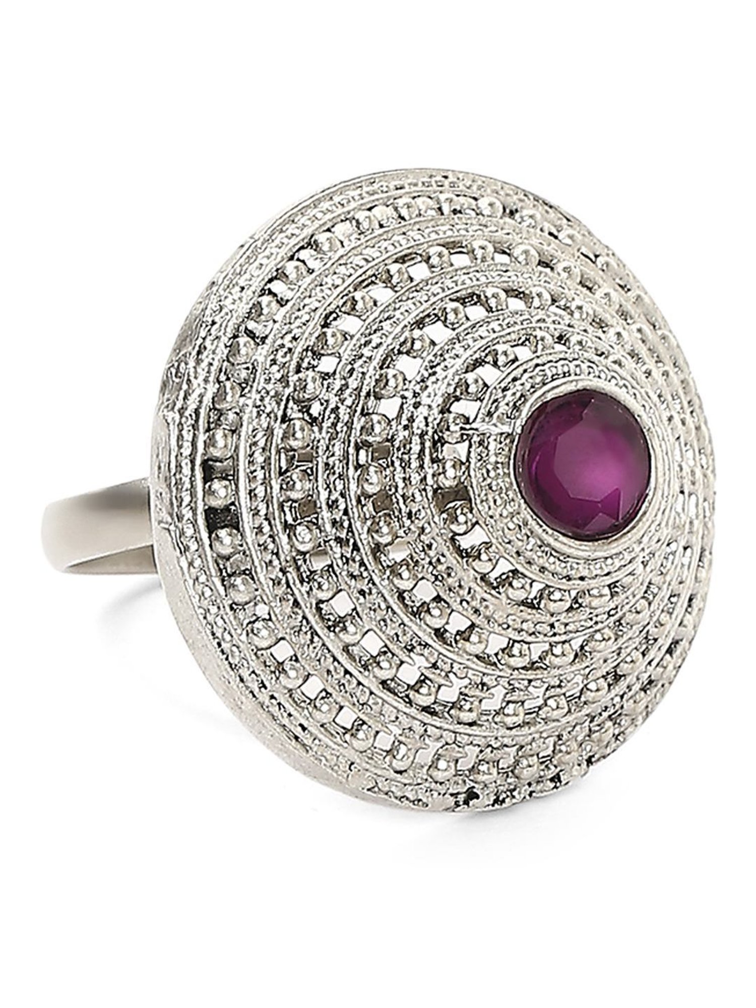 OOMPH Oxidised Silver 3D Design Tribal & Afghan Adjustable Finger Ring