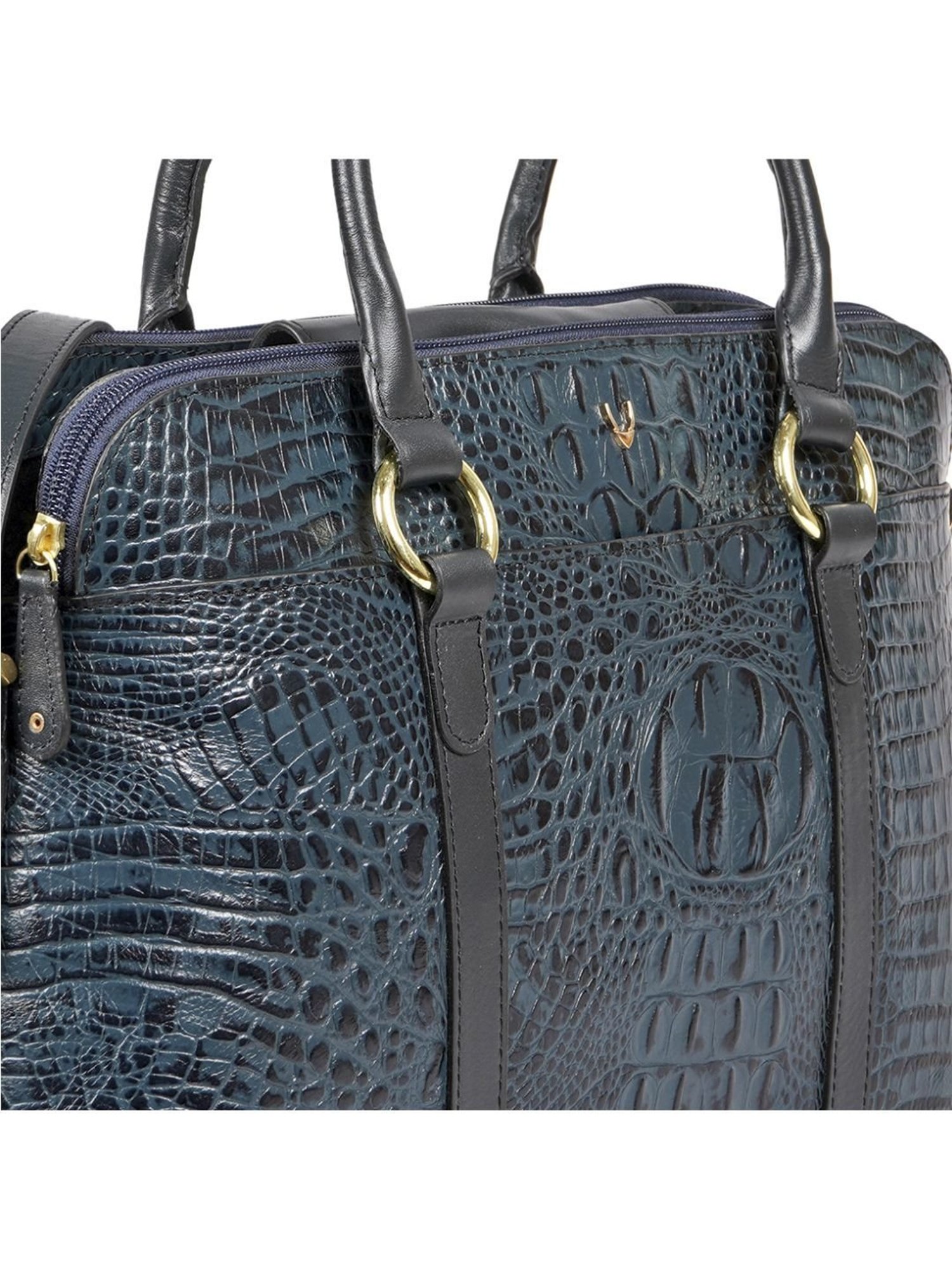 Hidesign Navy Textured Medium Handbag