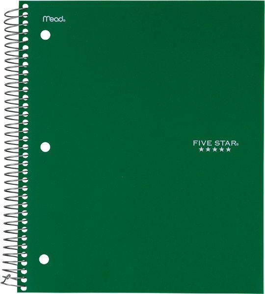Five Star Wirebound College Ruled Notebook - 5 Subject - Education Organization