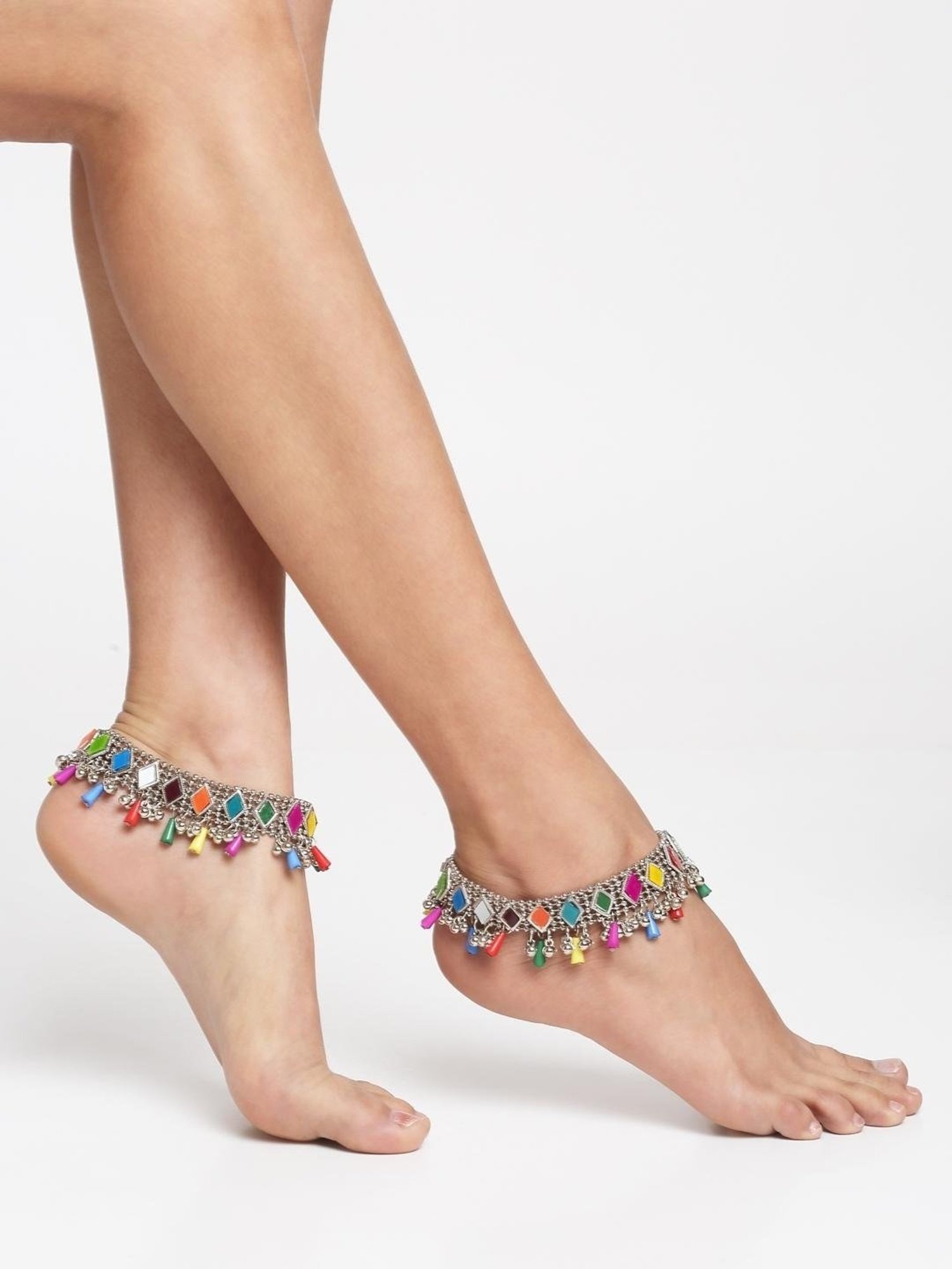 YouBella Gold-Plated Copper Strand Stylish Party Wear Anklets for Women - Set of 2