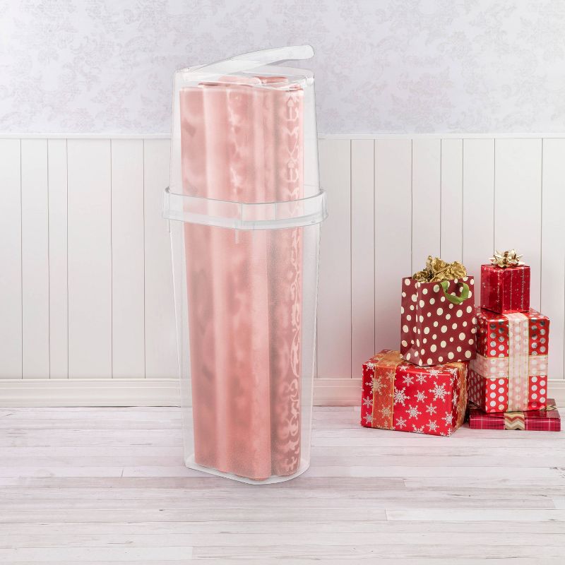 Sterilite 40" Clear Vertical Wrap Box Red Lid