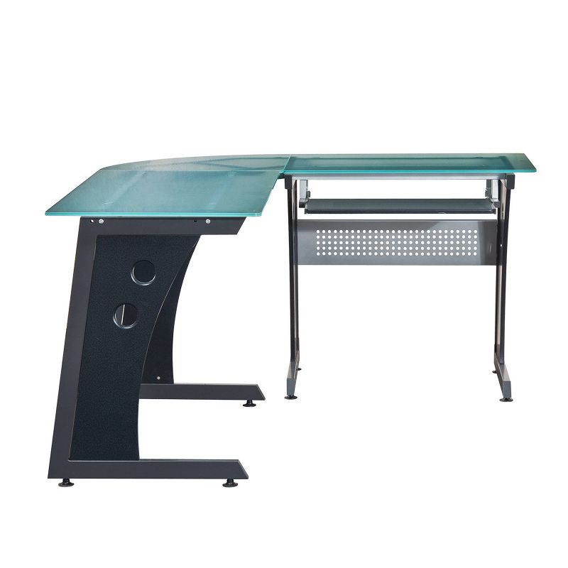 Large L-Shape Desk with Frosted Glass - Techni Mobili