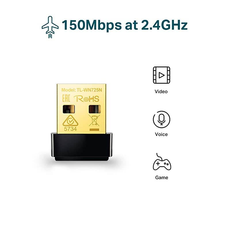 USB WiFi Adapter for PC(TL-WN725N), N150 Wireless Network Adapter for Desktop - Nano Size WiFi Dongle Compatible with Windows 10/7/8/8.1/XP/ Mac OS 10.9-10.15 Linux Kernel 2.6.18-4.4.3