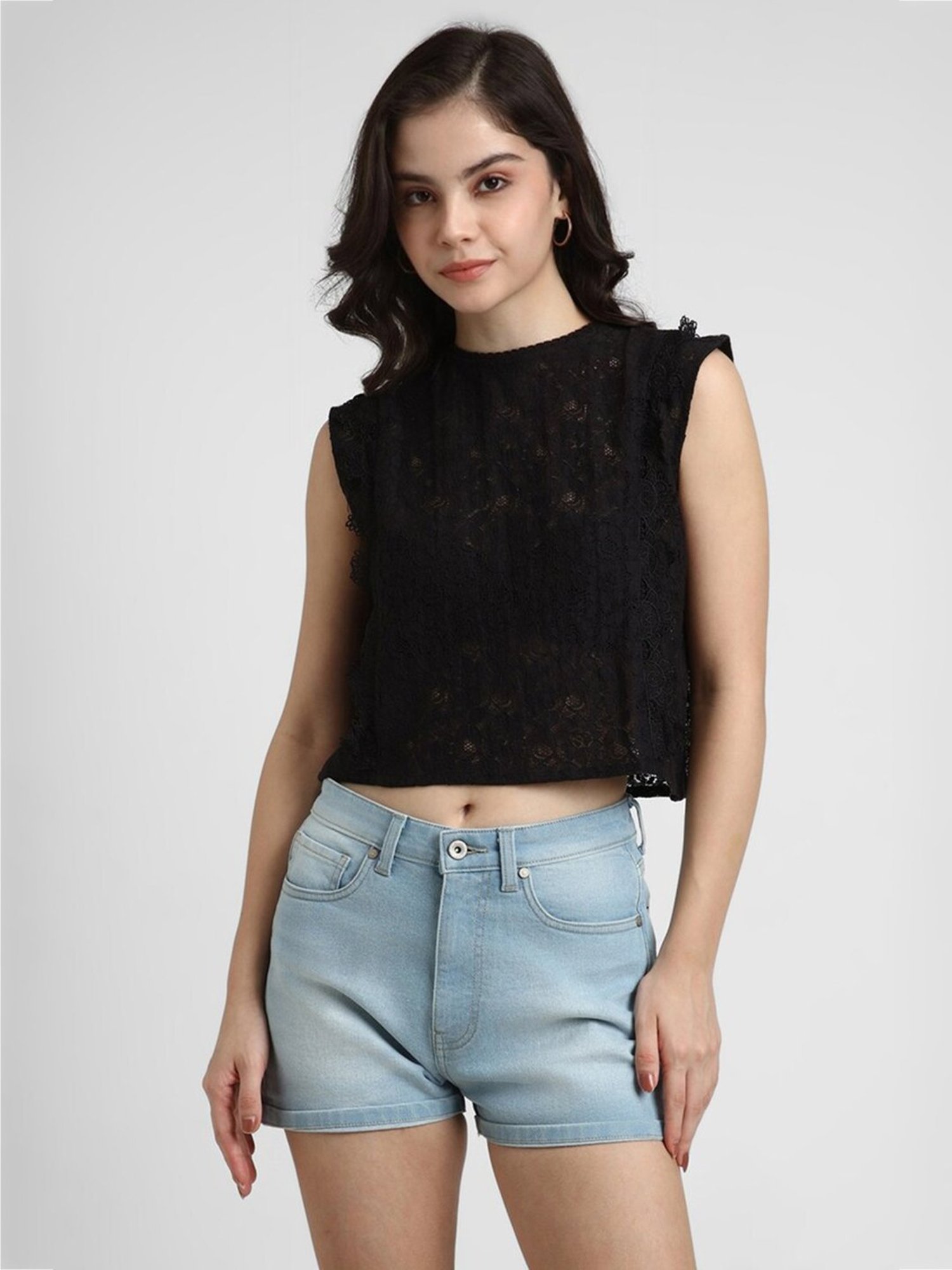 Forever 21 Black Lace Crop Top
