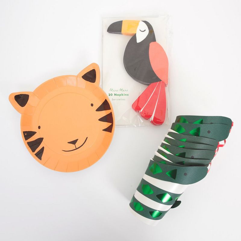 Meri Meri - Go Wild Party Supplies Collection (Plate, Napkin, Cup) - Set of 8