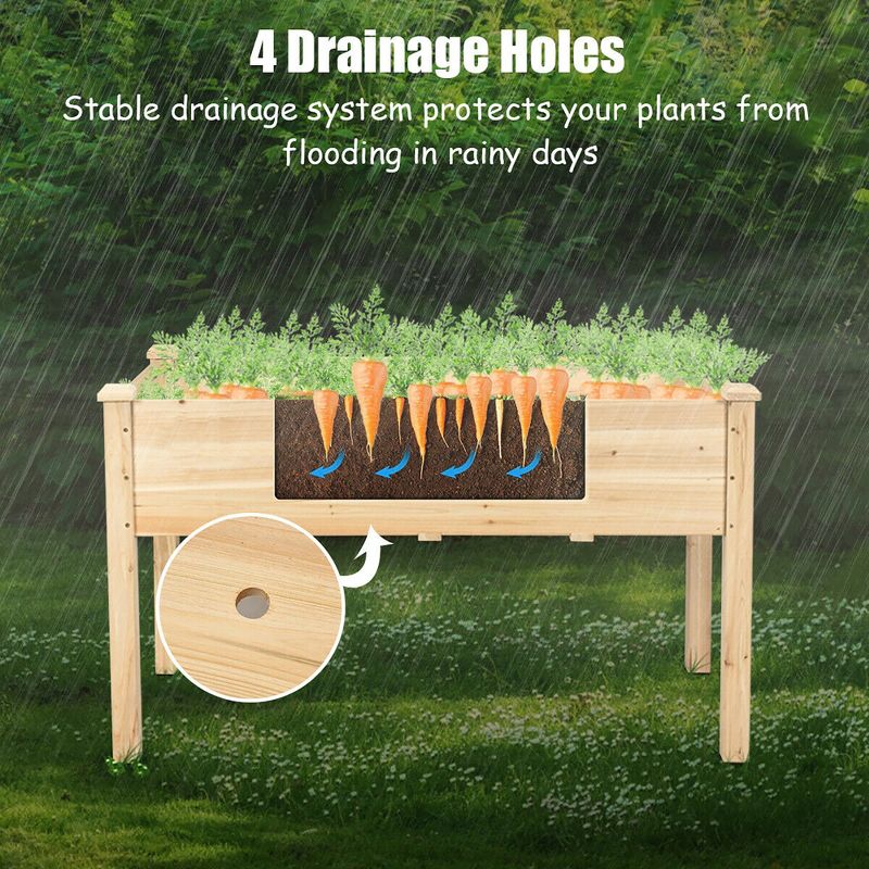 Costway Wooden Raised Vegetable Garden Bed Elevated Grow Vegetable Planter