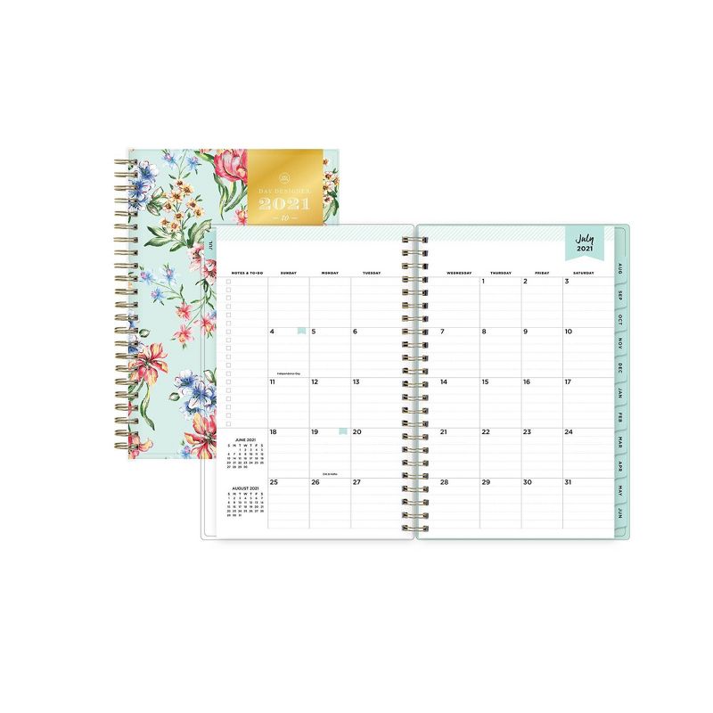 2021-22 Academic Planner 8"x5" Clear Pocket Cover Weekly/Monthly Wirebound Tulip Garden Mint - Day Designer