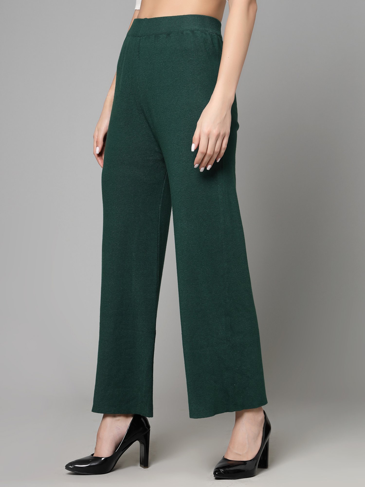 Mafadeny Green Regular Fit Mid Rise Palazzos