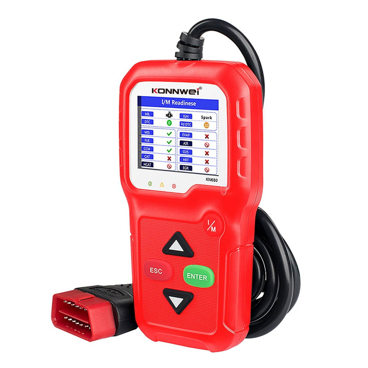 KONNWEI KW680 OBD2 Car Diagnostic Scanner Tool EOBD Engine Fault Automobile Computer Diagnosis Instrument Red/Balck Red
