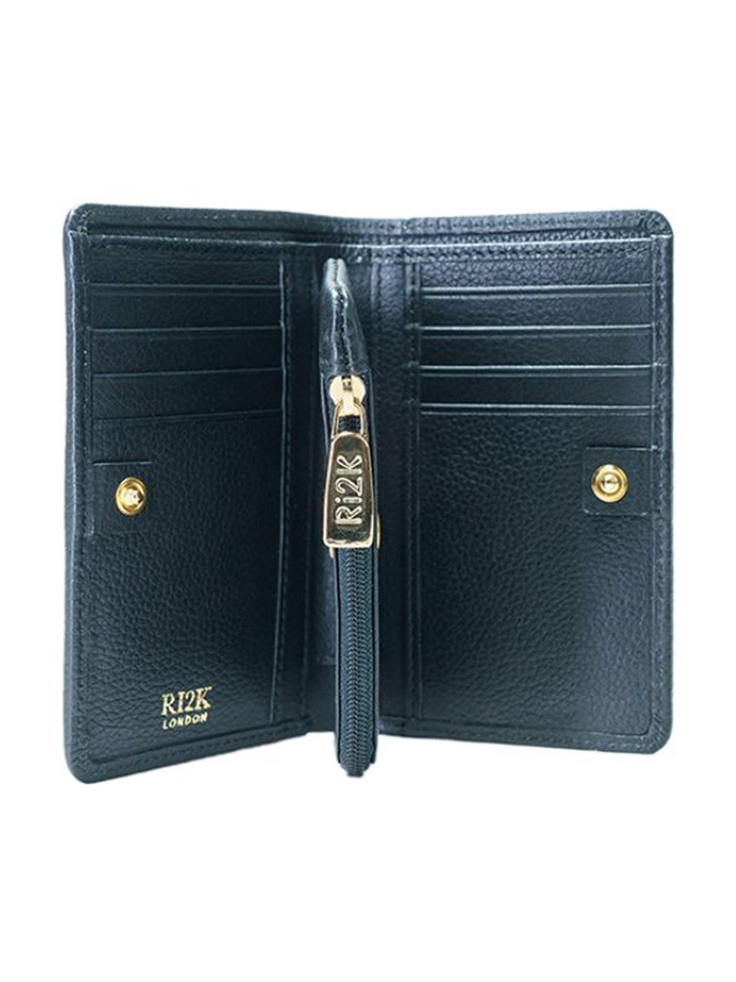 RI2K London Black Leather Quilted Bi-Fold Wallet
