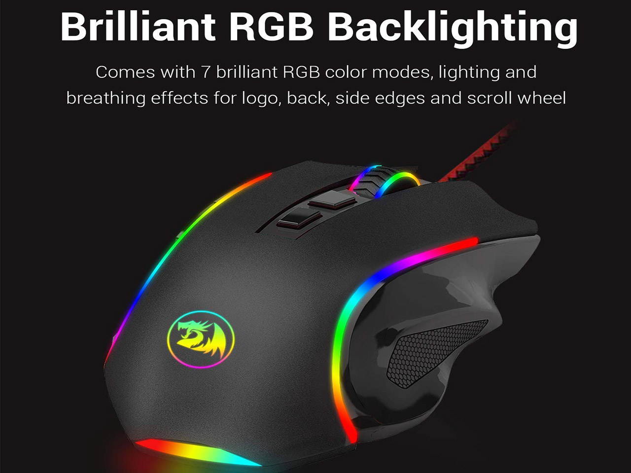 Updated Gaming Mouse with 7 Programmable Buttons, Chroma RGB Backlight Gaming mice, 6400 Adjustable DPI, Ergonomic USB Computer Mouse, High Precision Sensor for Windows PC & Laptop Gamers