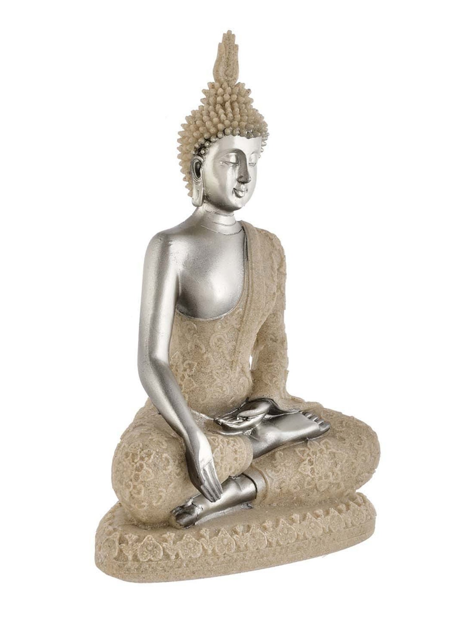 Tayhaa Golden & Silver Resin Harmony Guardian Spiritual Buddha Statue