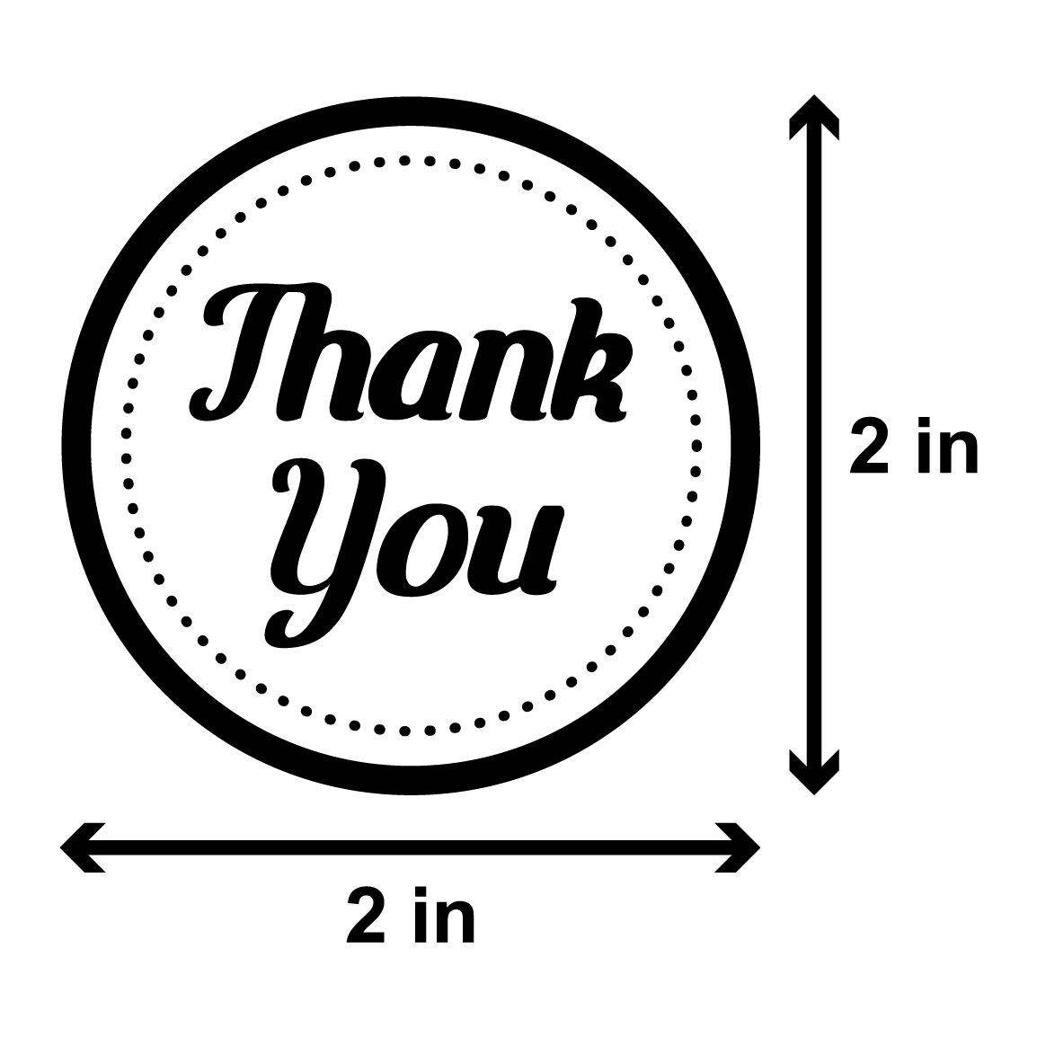 Thank You 2 inch Round Labels Stickers for Wedding, Birthday, Event, Thanks Envelope, Gift Box Labels Black 3 Rolls