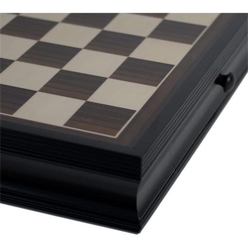 WE Games Black Stained Chess Board with Storage Drawers