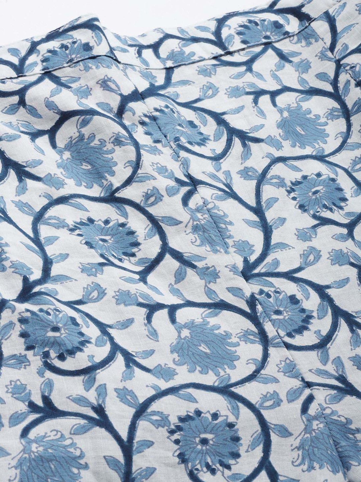 Libas Blue Cotton Printed Short Kaftan Pant Set