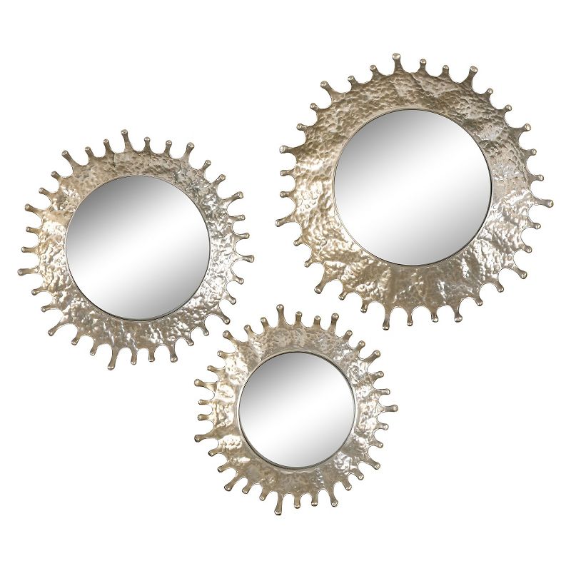 Round Rain Splash Mirror Set of 3 Silver - Uttermost