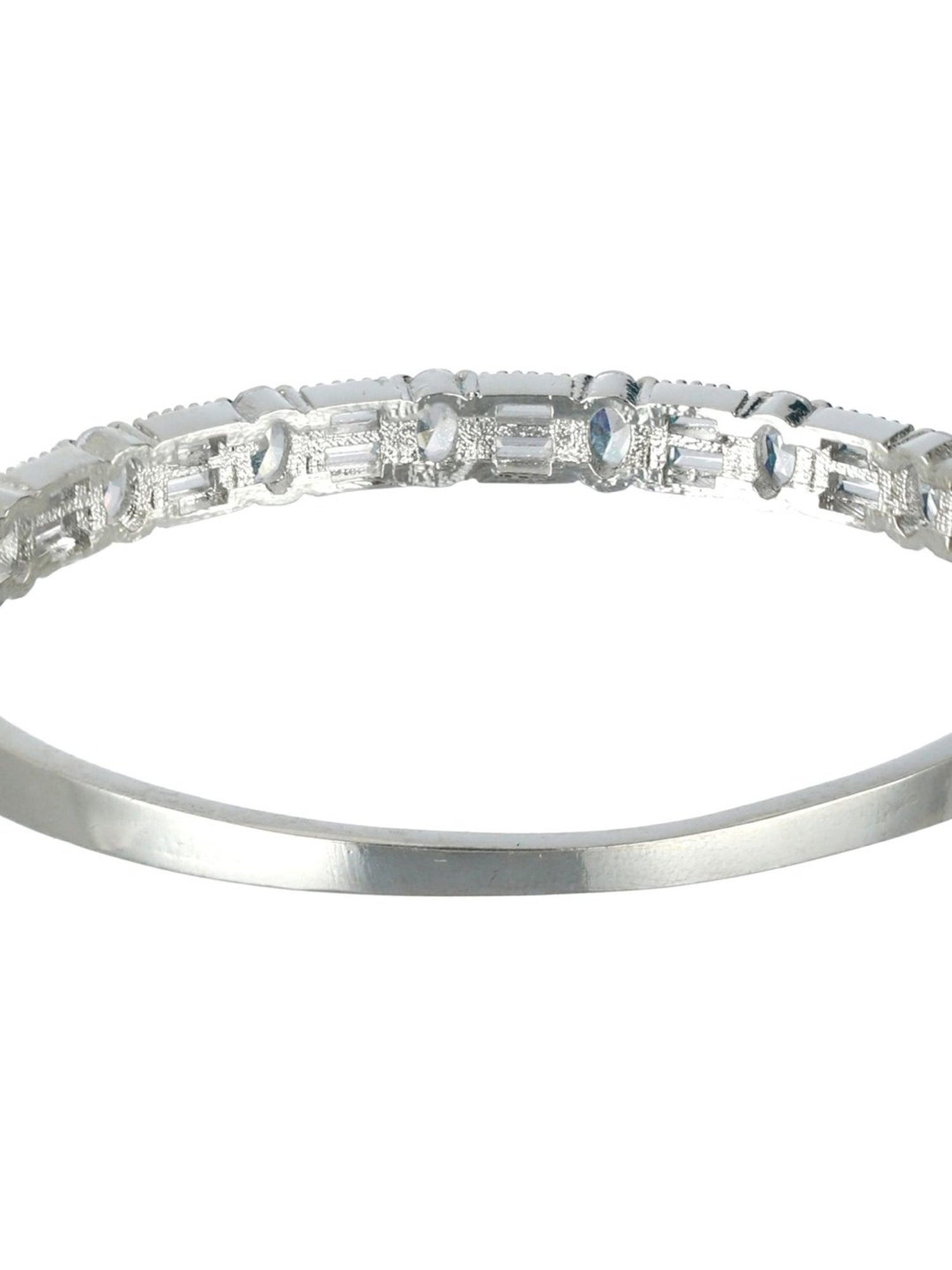 Aatmana Silver-Plated & White American Diamond Handcrafted Bangle Style Bracelet
