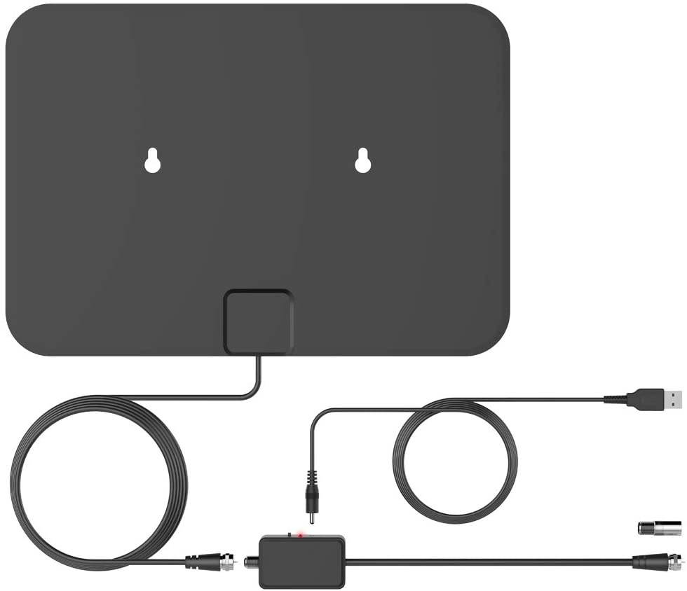 Barkan HDTV Amplified Wall/Glass Mounted Ultra-Thin Indoor Antenna Full HD USB Powered 360 Degree Reception Black 2 Year Warranty (AU60A)