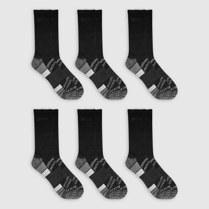 Fruit of the Loom Men's 6pk Breathable Performance Crew Socks - Black - 12-16