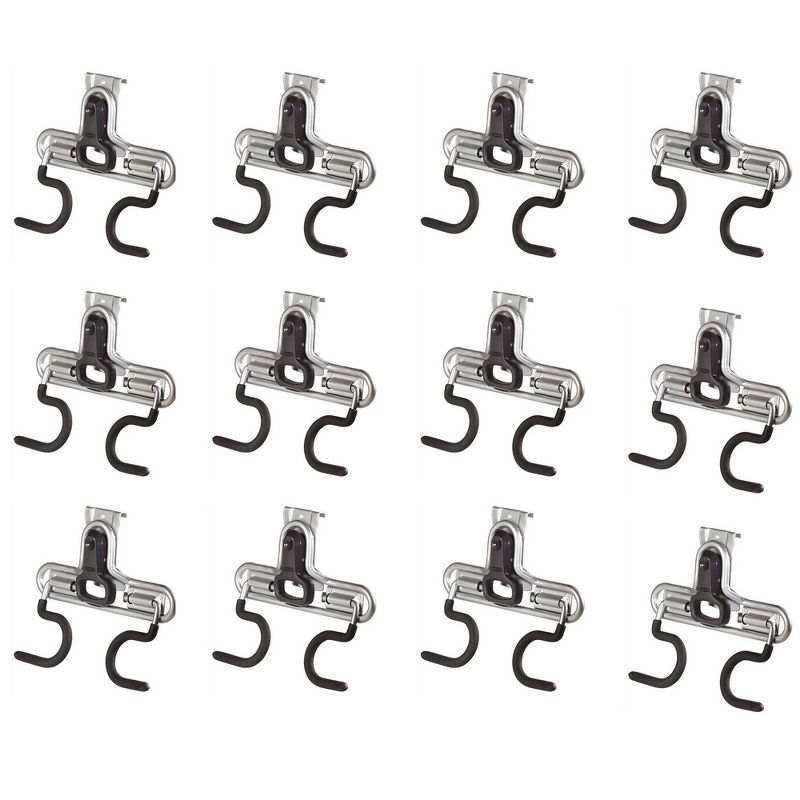 Rubbermaid FastTrack Wall Double S Hook 2 Handle Garage Storage Organizer Rack for Hand Tools (12 Pack)