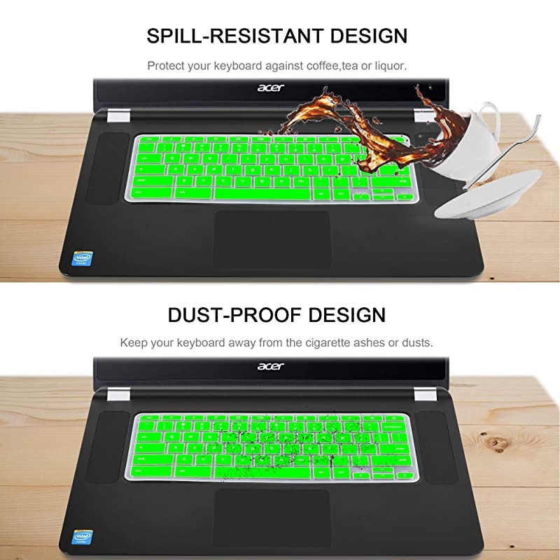 Pack]Keyboard Cover Skin compatible Acer chromebook R11 11.6 inch CB3-131 CB3-13,CB5-13T,CB3-131,Chromebook R 13 keyboard cover, CB5-31T,Chromebook 15,CB3-531 CB3-53CB5-571 C910,Rainbow+clear