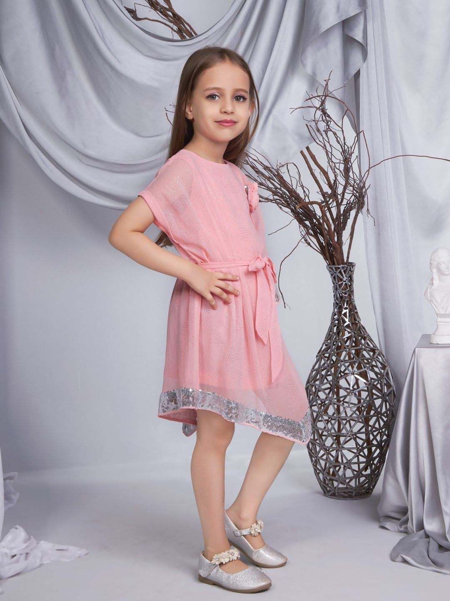 Peppermint Girls Peach Embellished Dress