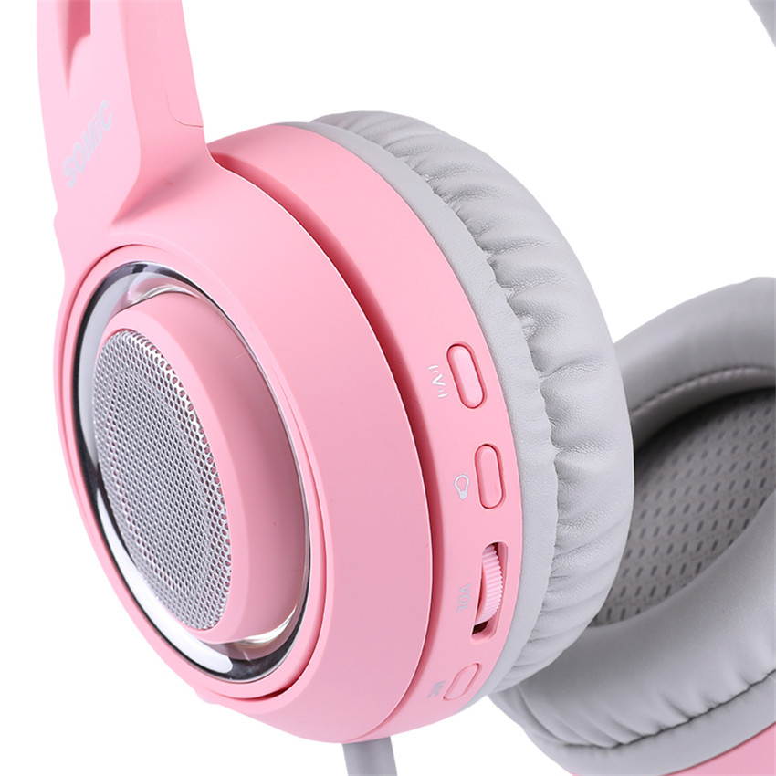 SOMIC G951 USB 7.1 Headset Surround Sound Gaming Headphone Bass Casque with Cat Ear Mic vibration for PC Notebook Pink kids Girl