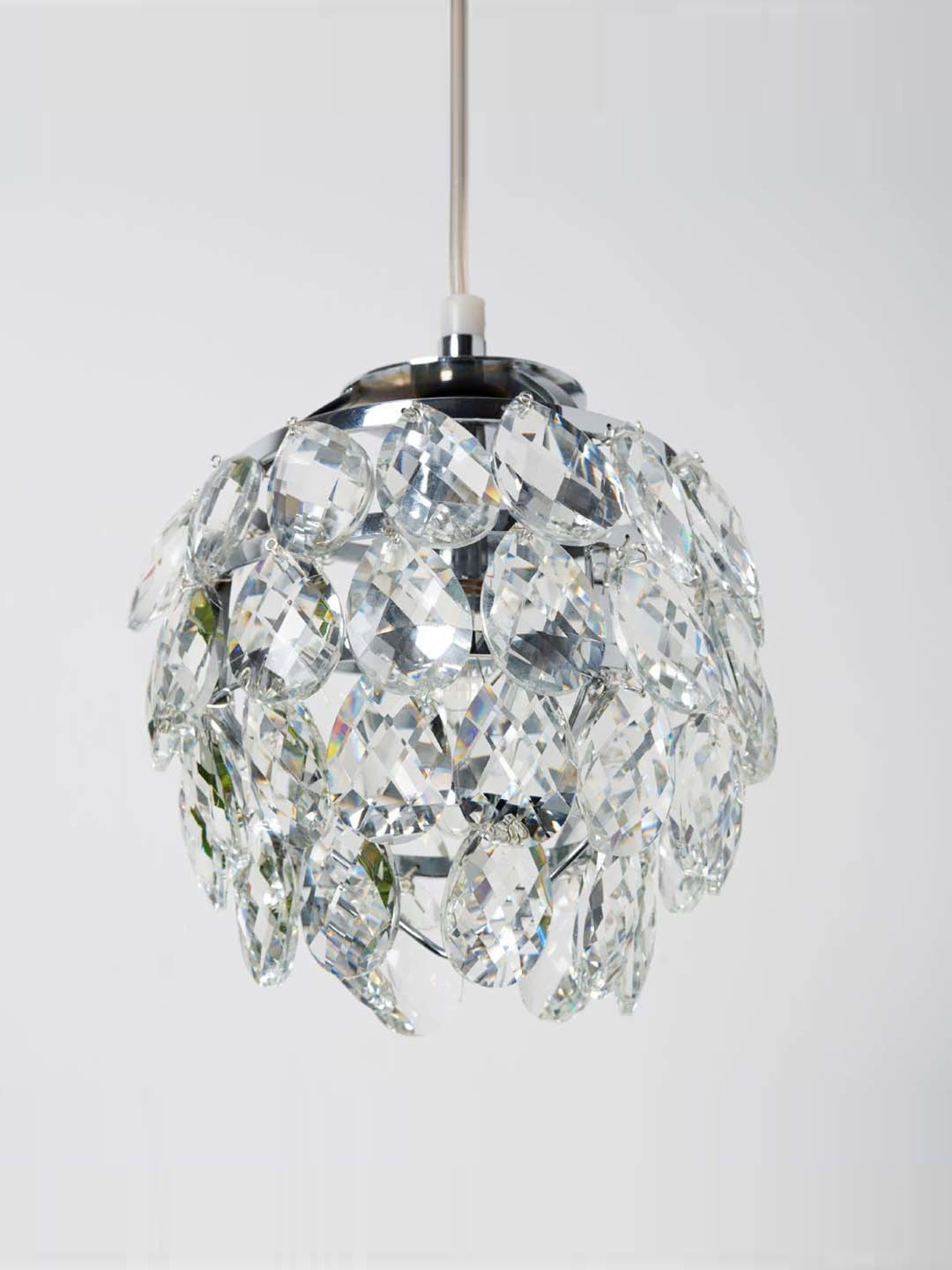 Kapoor Lamp Shades Chrome & Clear Brass Vibrant Crystal Pendant Light