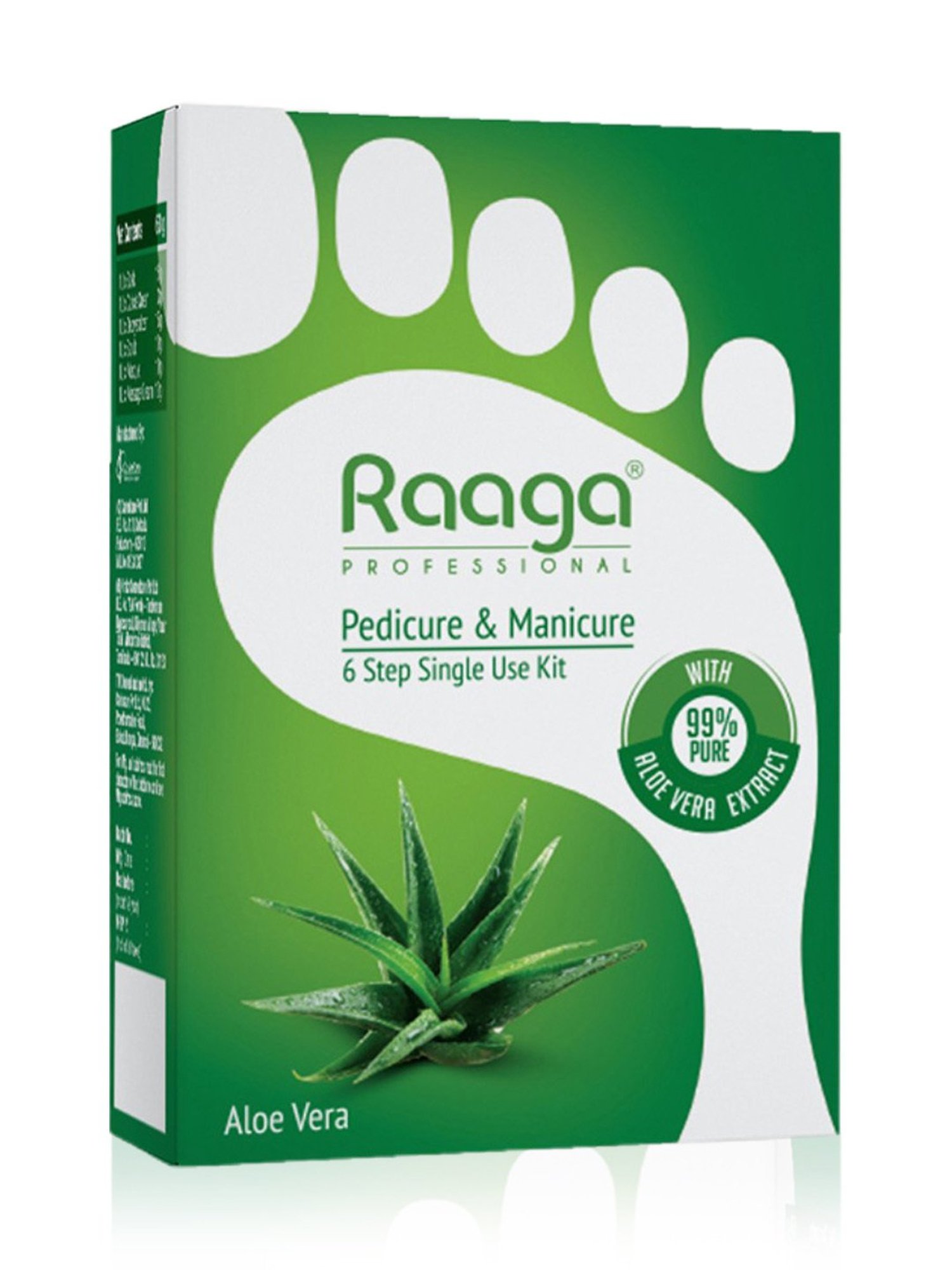Raaga Professional Pedicure & Manicure 6 Step Single Use Kit Aloe Vera - 6 Sachets