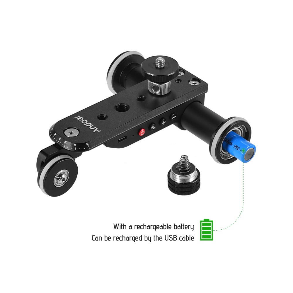 Andoer PPL-06S Pro Auto Dolly Motorized Video Slider Skater 5 Speeds Adjustable Aluminum Alloy Max. Load 4kg with USB Rechargeable Battery 2.4G Remote Control Phone Holder for Smartphone Action Camera