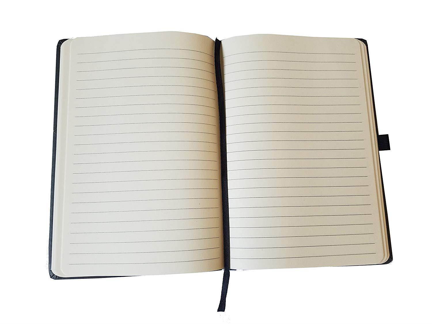 ImpecGear Classic Notebook/Writing Journal 5.5 x 8.25 Black Gray Orange Free Pen (Pack of 5, Black)