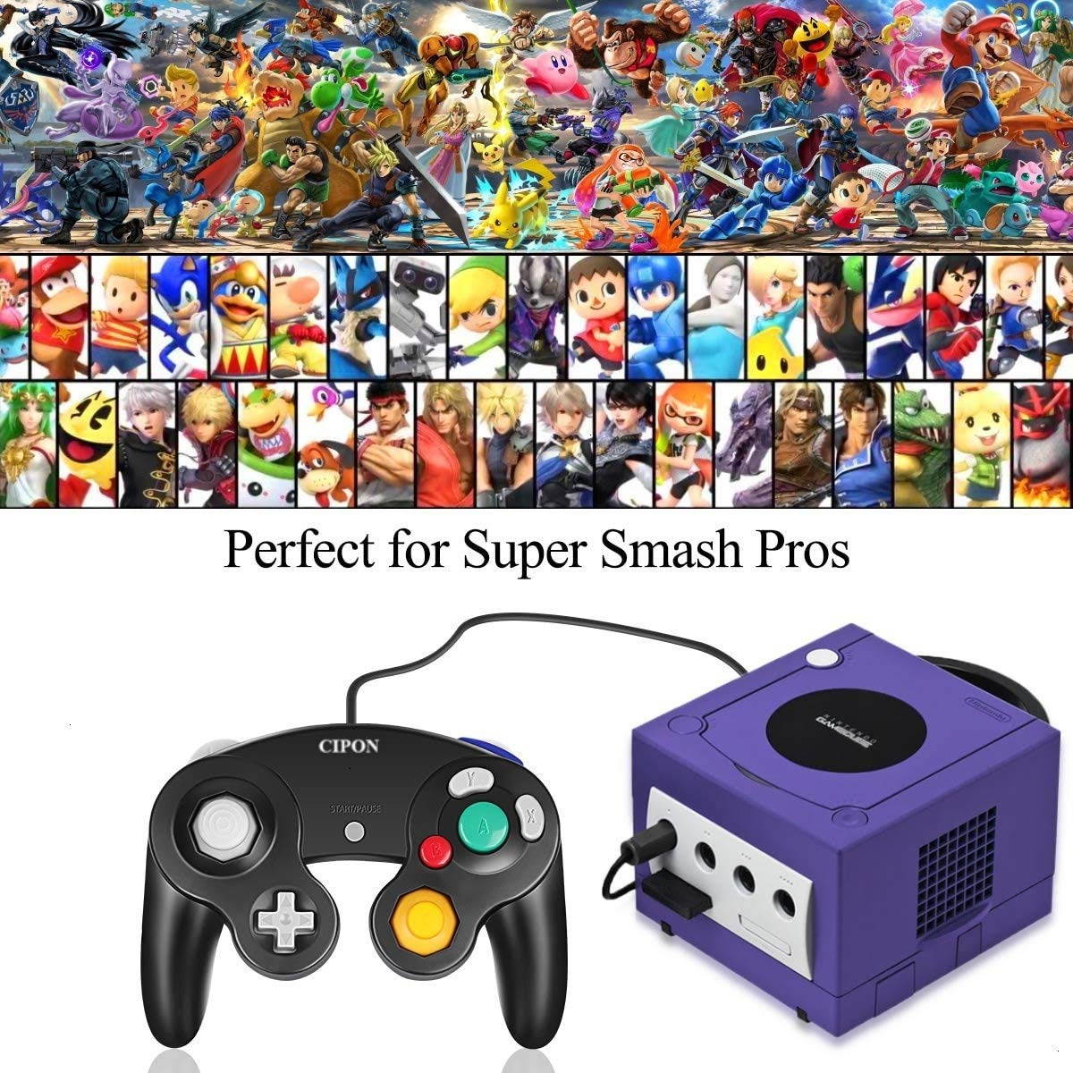 Gamecube Controller Compatible with Nintendo Gamecube and Wii U Classic Wired Controller NGC Gamepad Joystick Black