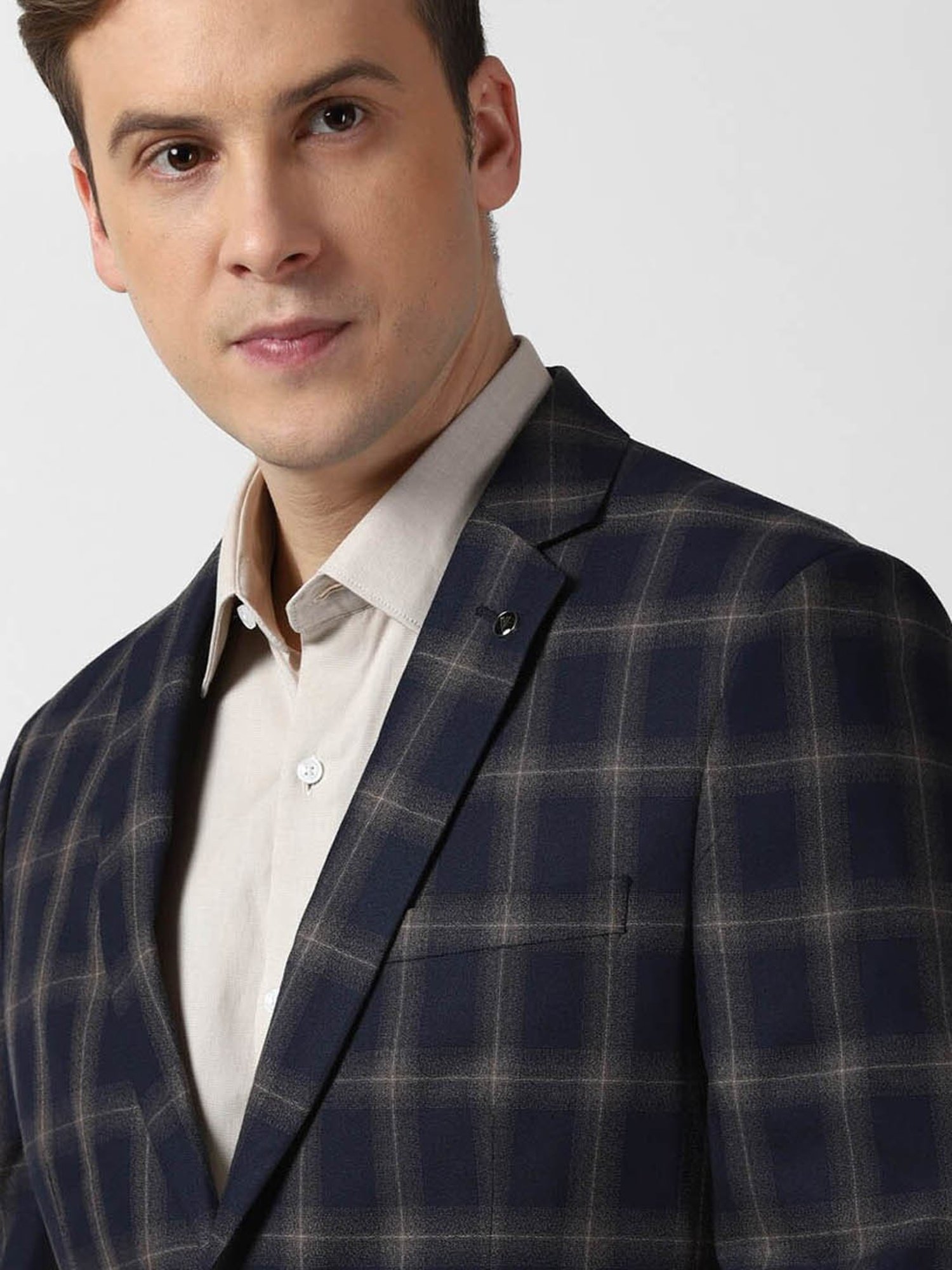 Van Heusen Navy Slim Fit Checks Blazer
