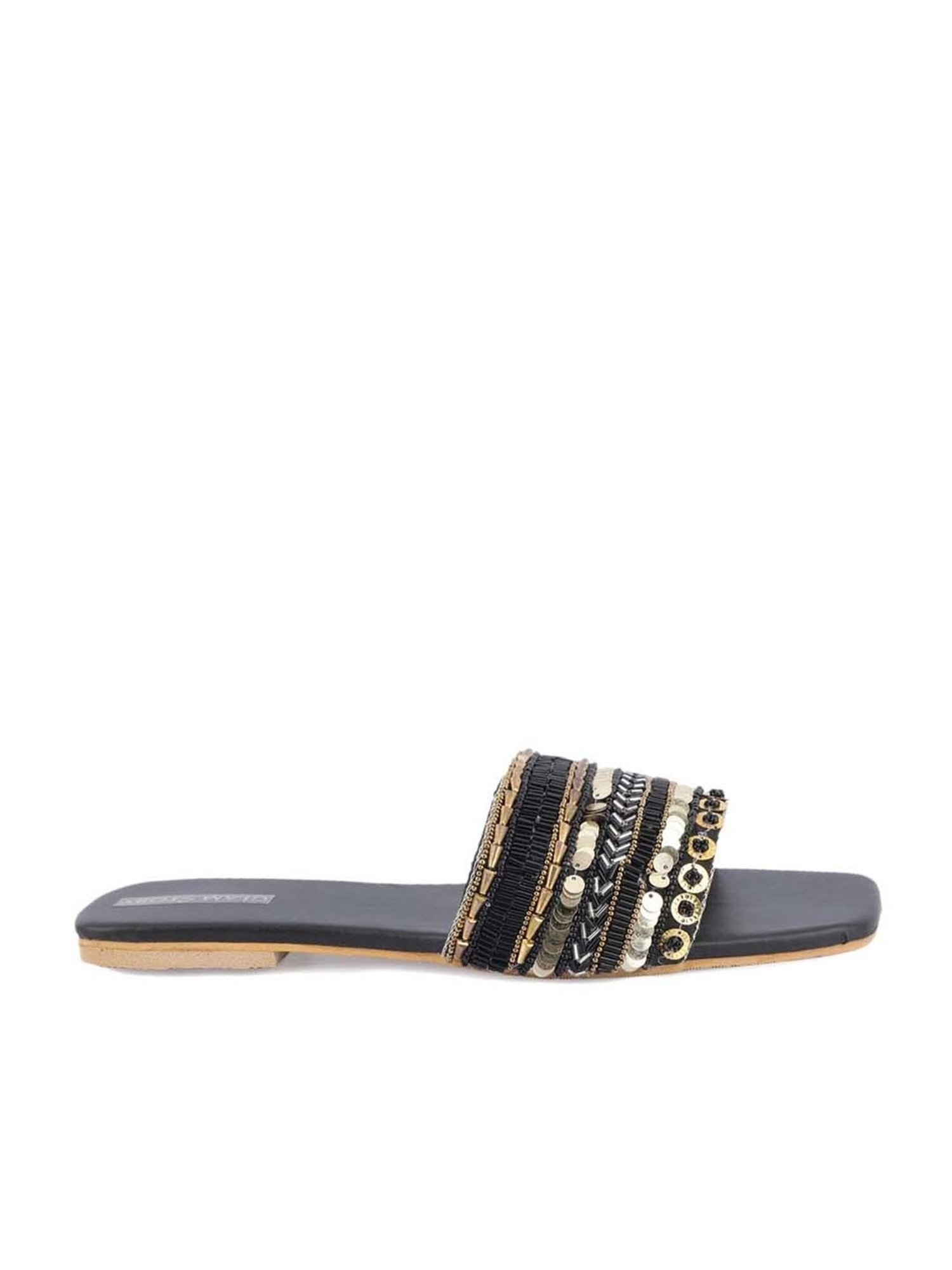 Glam Story Women's Black Ethnic Sandals