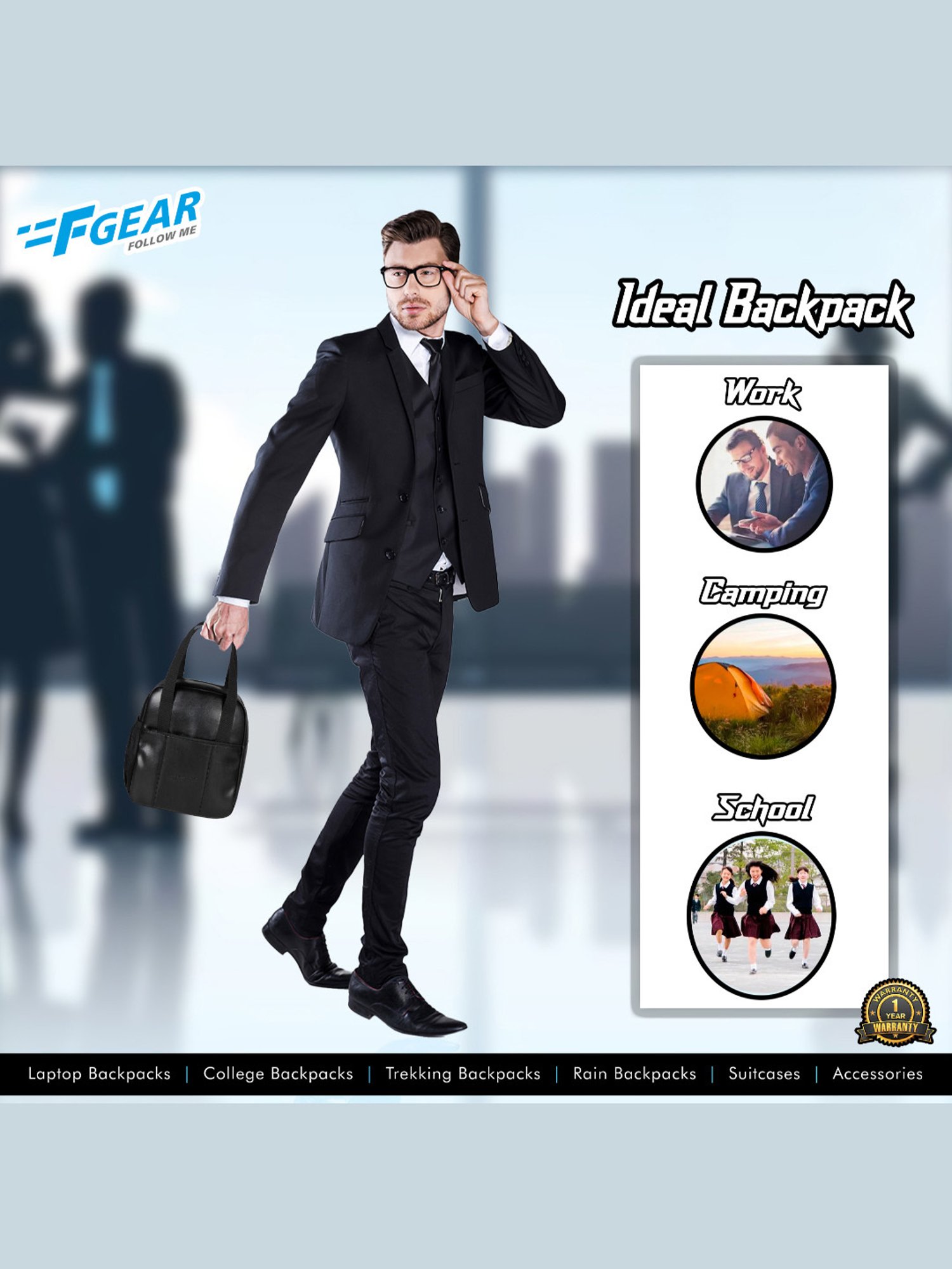 F Gear Nosh Black Medium Lunch Bag