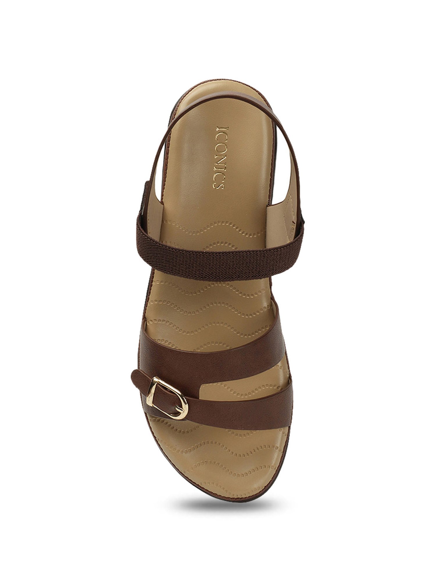 Iconics Women's Brown Ankle Strap Wedges